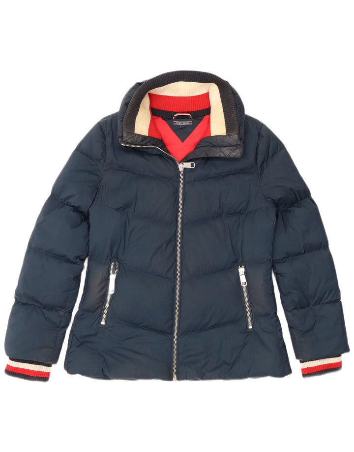 Tommy Hilfiger Dame Polstret Jakke UK 12 Medium Navy Blue Polyester