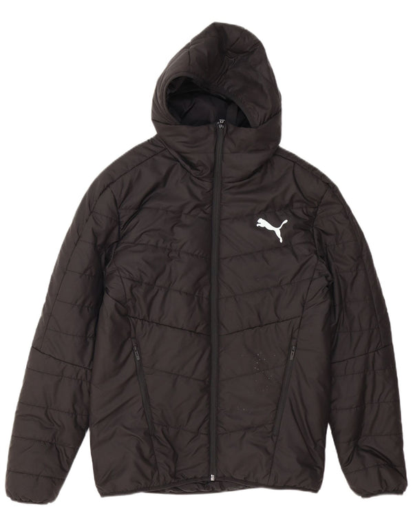 Puma Herre Grafisk Hættetrøje Polstret Jakke UK 36 Small Sort Polyester