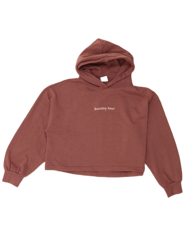 Zara Girls Oversized Crop Hoodie Jumper 13-14 år Pink Bomuld