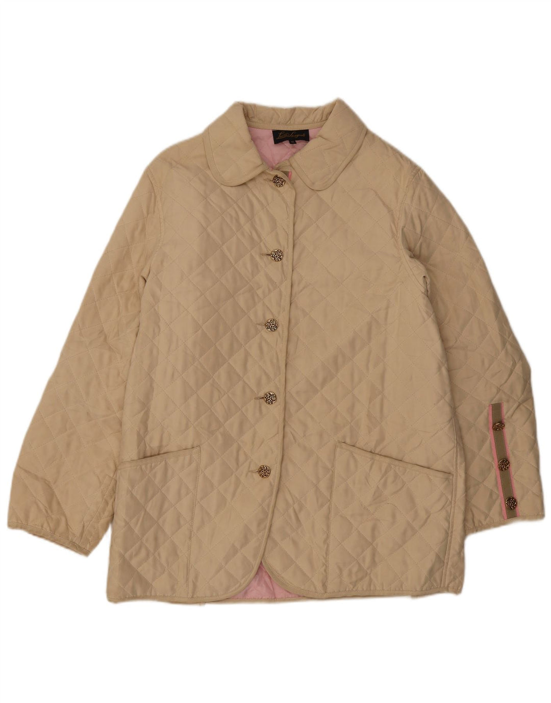 Luisa Spagnoli Quiltet jakke til kvinder UK 14 Medium Beige Polyester