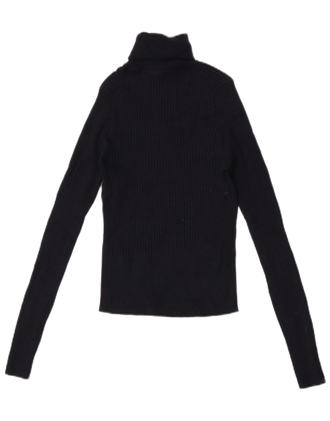 Zara Womens Crop Top Langærmet UK 12 Medium Navy Blue Viscose