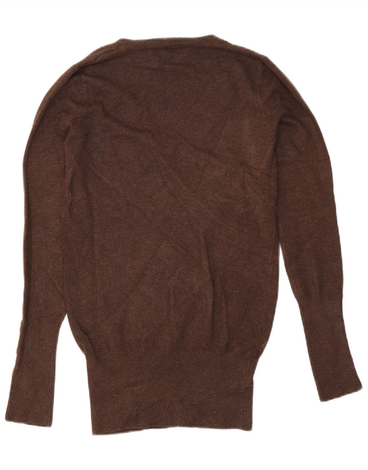 Zara Dame V-hals sweater UK 12 Medium Brown Rayon