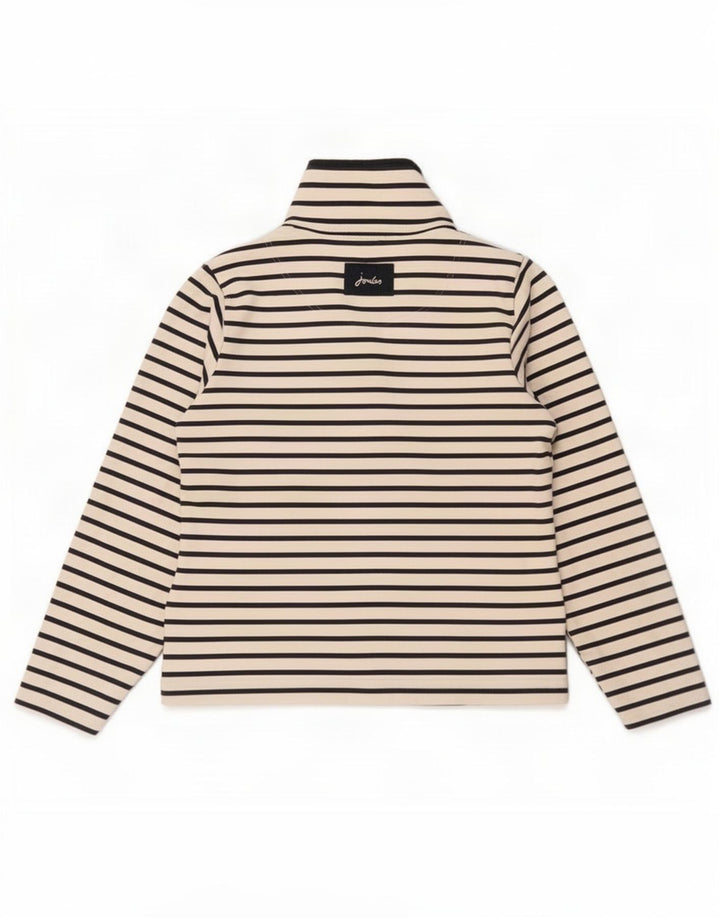 Joules Dame Button Neck Sweatshirt Jumper UK 12 Medium White Striped