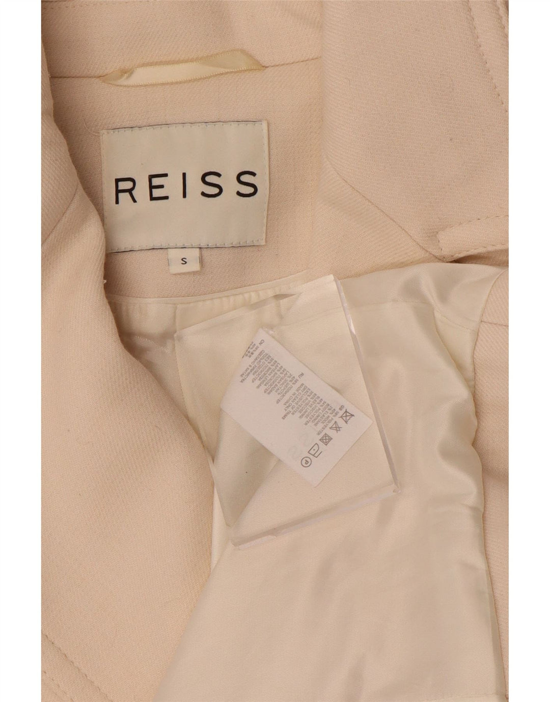 REISS Womens Double Breasted Coat UK 10 Small Off White Polyester