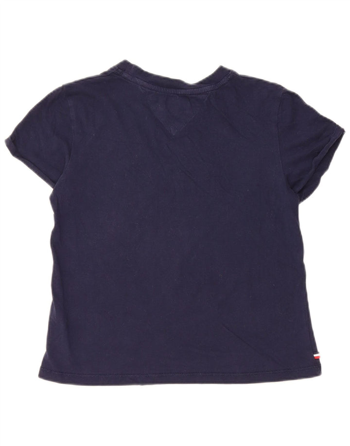 TOMMY HILFIGER Dame Oversized T-shirt Top UK 2 2XS Marineblå Bomuld