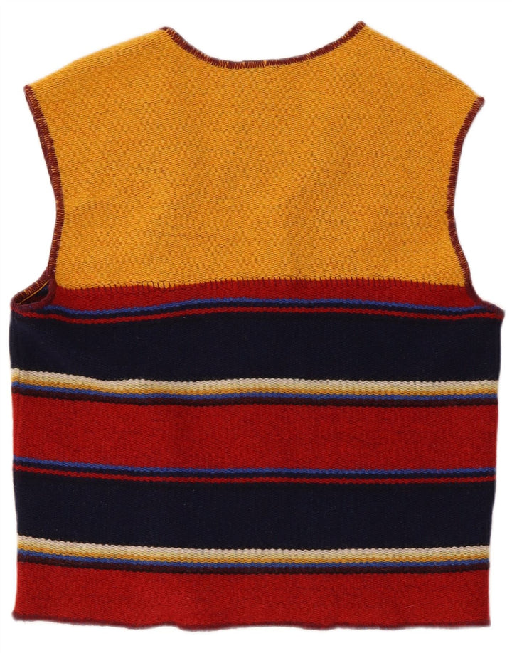 Benetton Herre ærmeløs cardigan sweater Lille flerfarvet stribet uld