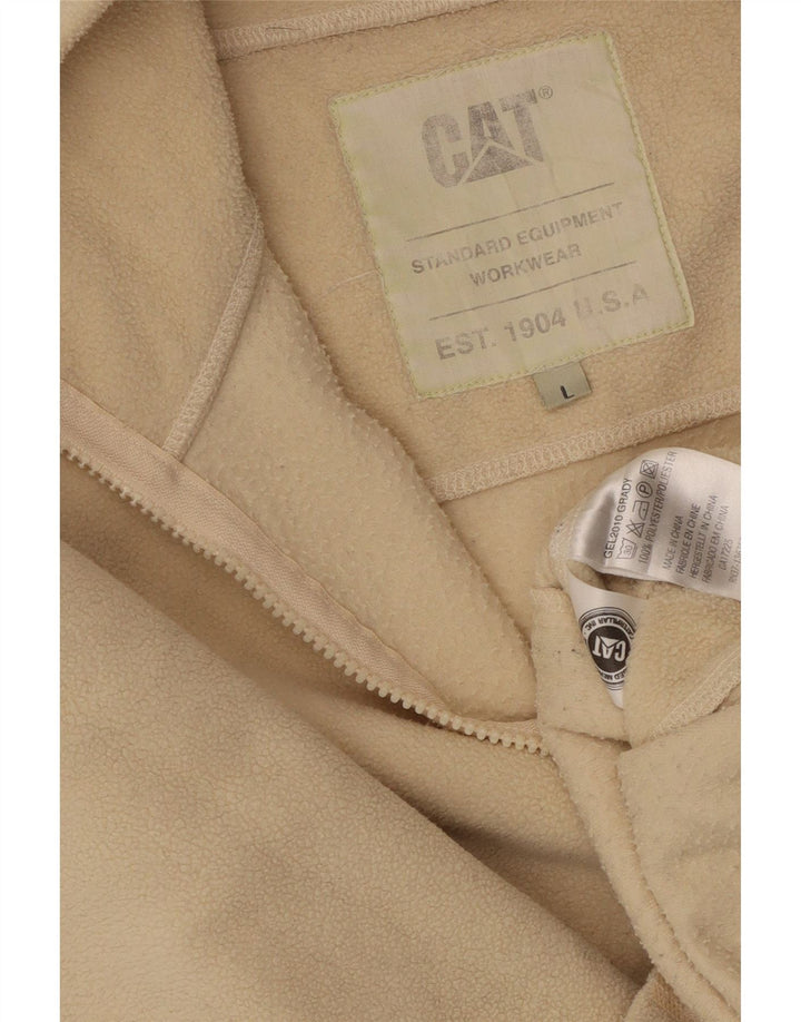 CAT Womens Workwear Crop Fleece Jacket UK 14 Large Beige Colourblock