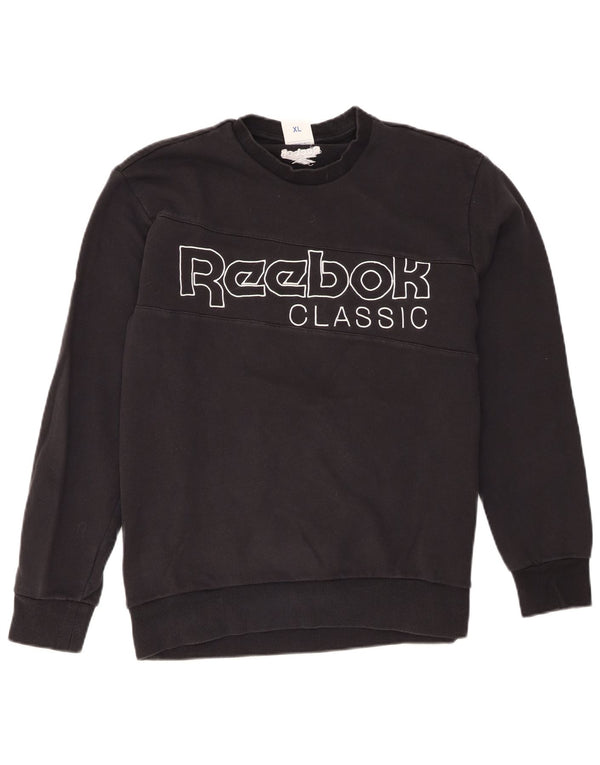 Reebok Dame Klassisk Grafisk Sweatshirt Jumper UK 18 XL Sort Bomuld