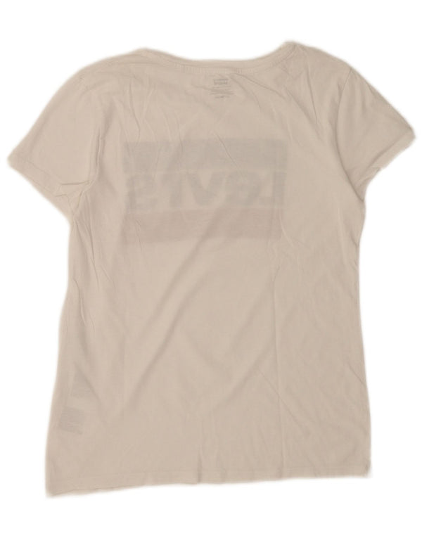 Levi's Grafisk T-shirt top til kvinder UK 6 XS hvid bomuld
