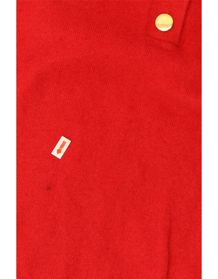 MISS ASTOR Womens Oversized Button Neck Jumper Sweater UK 14 Medium Red