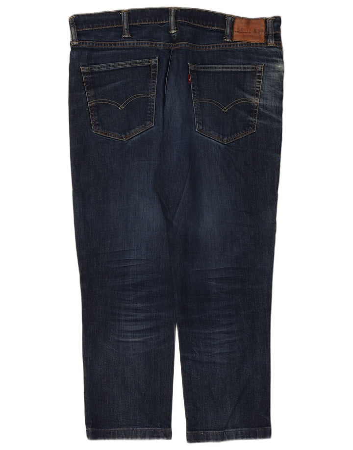 LEVI'S Dame Distressed Straight Jeans W38 L27 Marineblå Bomuld