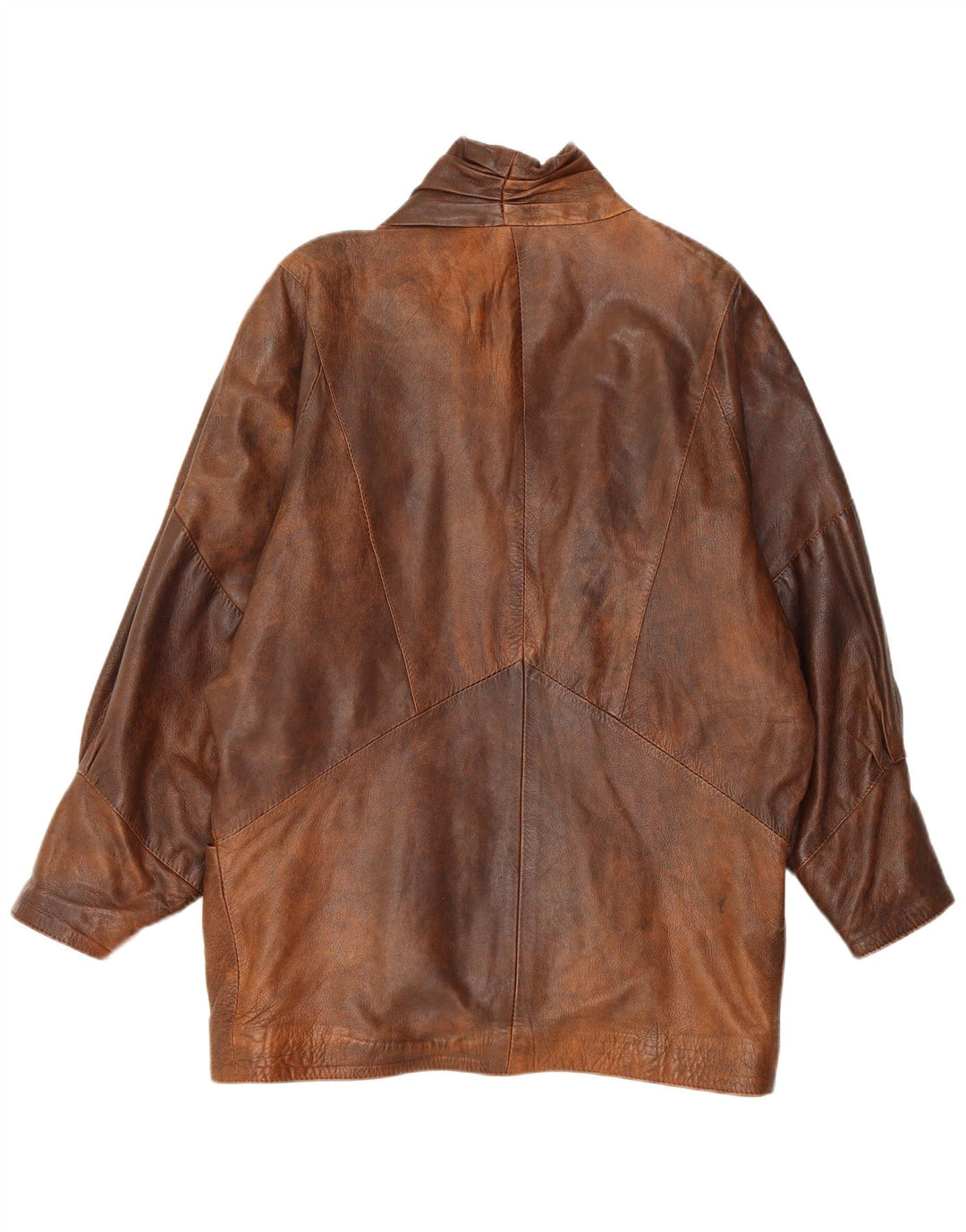Vintage kvinders oversize læderjakke UK 10 Lille brunt læder