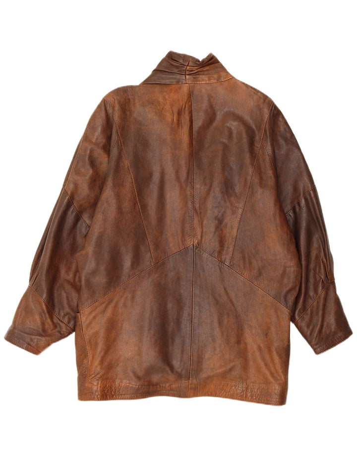 Vintage kvinders oversize læderjakke UK 10 Lille brunt læder