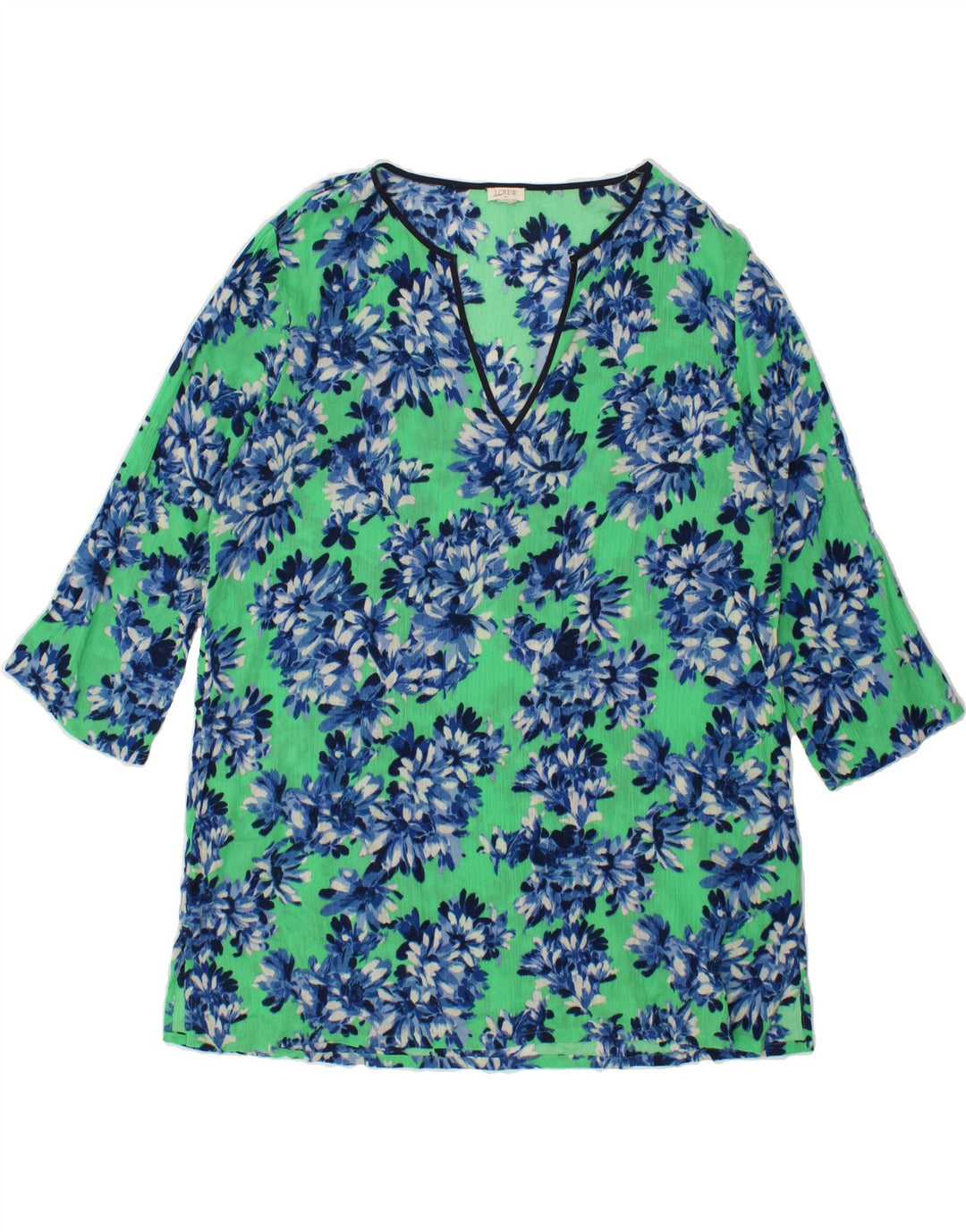 J. CREW Womens 3/4 Sleeve Shift Dress UK 12 Medium Green Floral Vintage J. Crew and Second-Hand J. Crew from Messina Hembry 