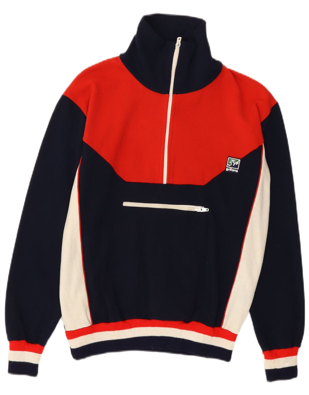 GRIFONI Sweatshirt med lynlås til mænd IT 48 Lille marineblå farveblok