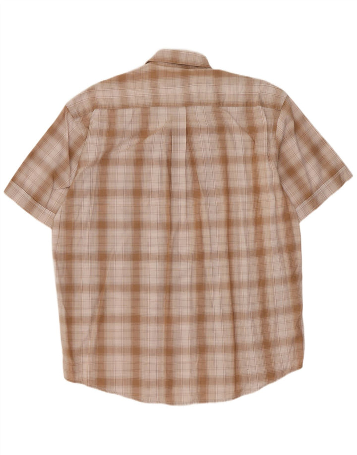 SERGIO TACCHINI Kortærmet herreskjorte Stor beige ternet bomuld