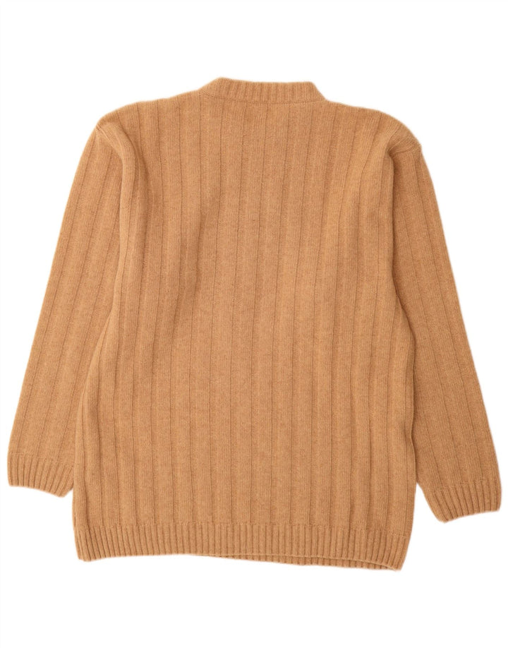 Vintage mænd med rund hals sweater stor beige uld