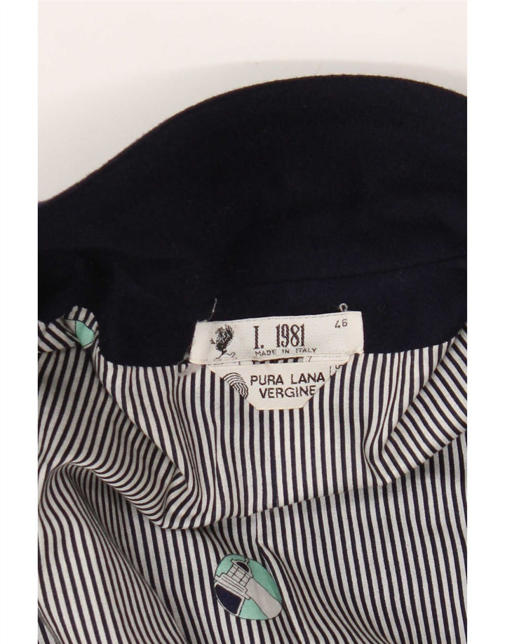 Vintage Dame Dobbeltradet Blazer Jacket IT 46 Large Navy Blue