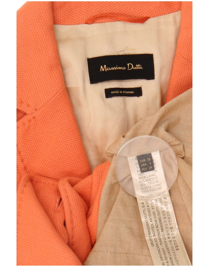 MASSIMO DUTTI Dame 1 Knap Blazer Jakke EU 38 Lille Orange Bomuld