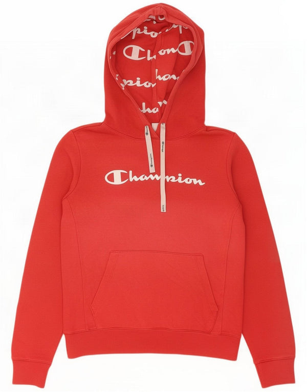 Champion Graphic Hoodie Jumper til kvinder UK 14 Medium Rød
