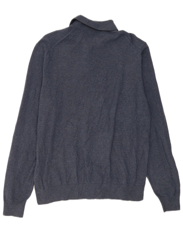 Marks & Spencer Herre Polo Neck Jumper Sweater Medium Marineblå Bomuld