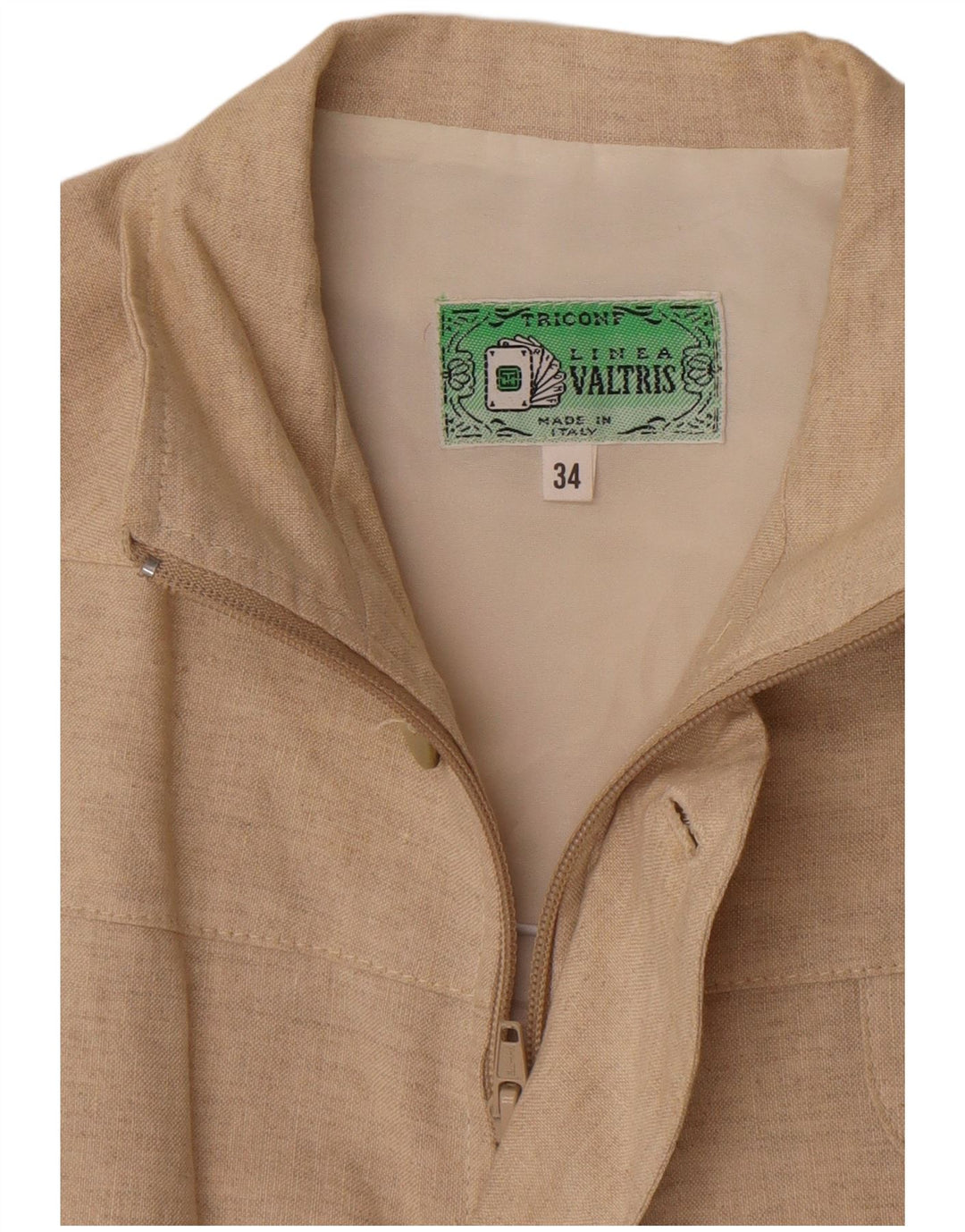 Vintage oversize bomberjakke til kvinder IT 34 2XS beige hør