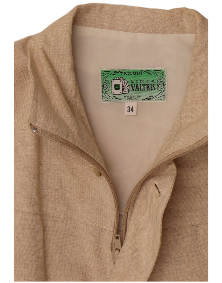 Vintage oversize bomberjakke til kvinder IT 34 2XS beige hør