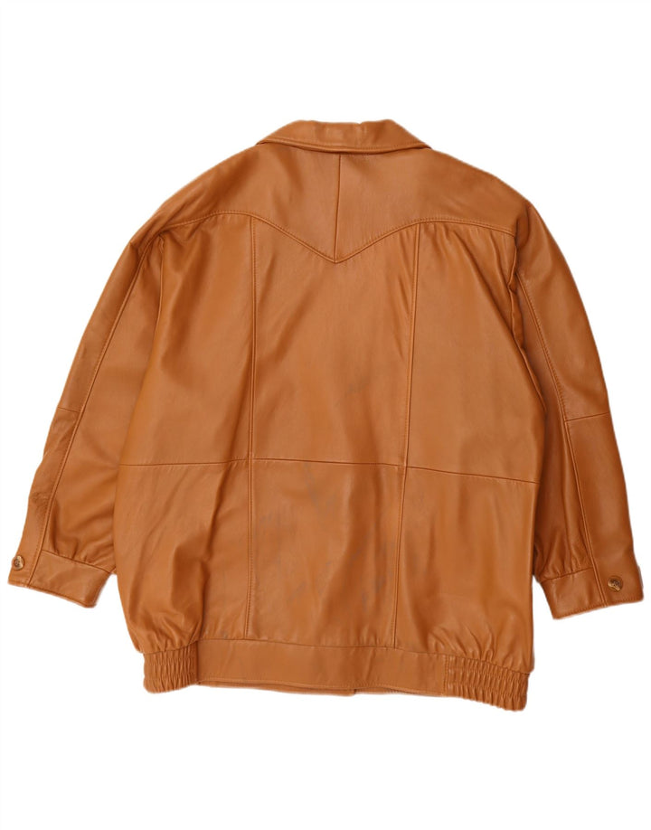 Vintage oversize læderjakke til kvinder EU 44 XL brunt læder