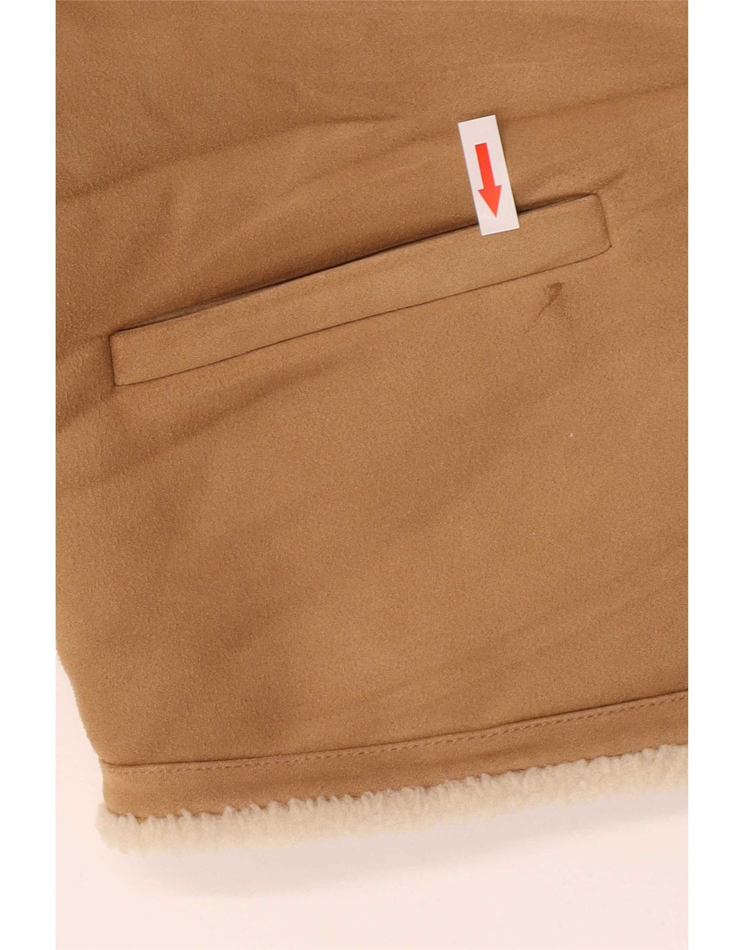 Zara Dame Oversized Sherpa Jacket UK 6 XS Brun Polyester