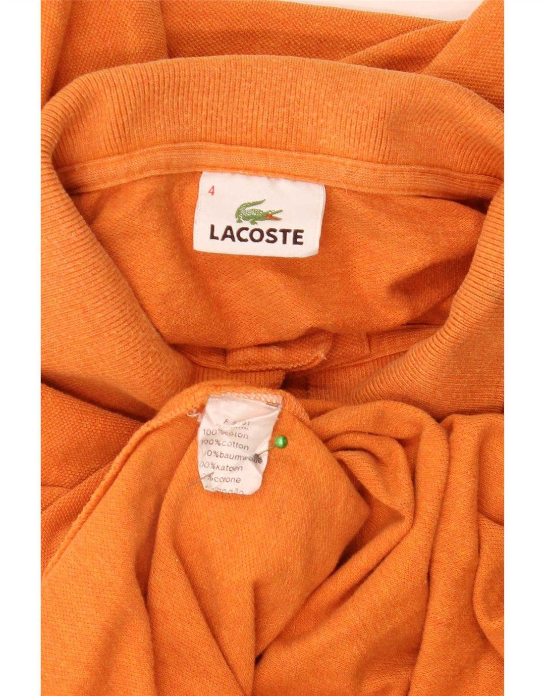 Lacoste Langærmet Poloskjorte til mænd Størrelse 4 Medium Orange Bomuld