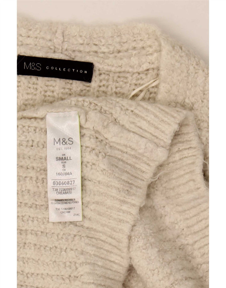 Marks & Spencer Dame Longline Åben Cardigan Sweater UK 10 Small Beige