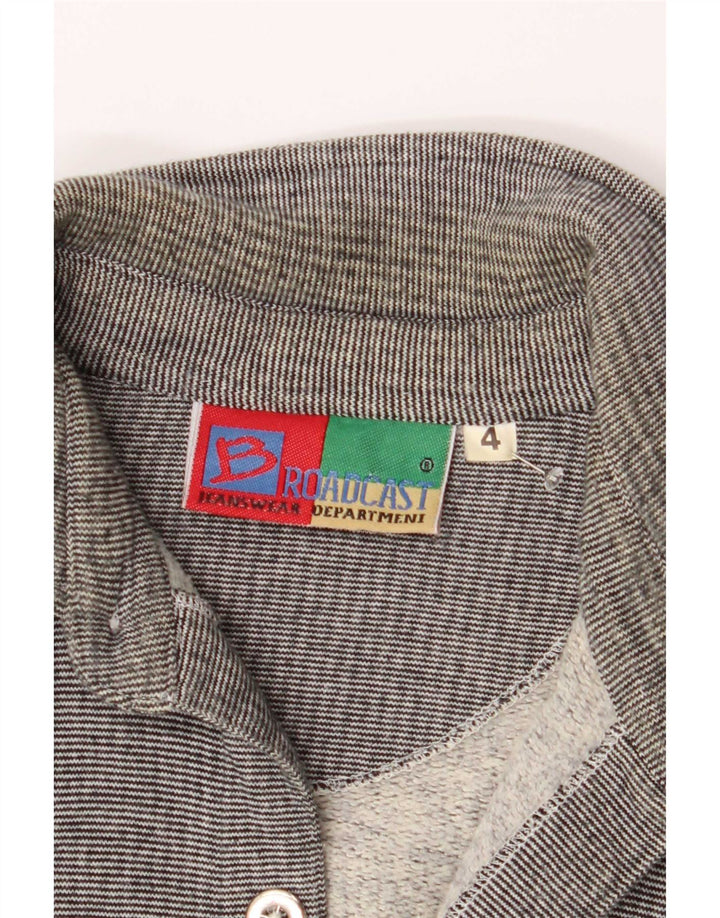 Vintage herre overshirt skjorte medium grå nålestribet bomuld
