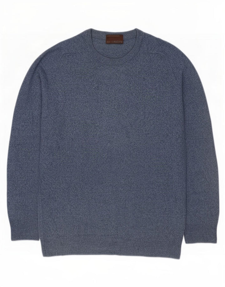 Marks & Spencer Herre sweater med rund hals, lille blå flækket lammeuld