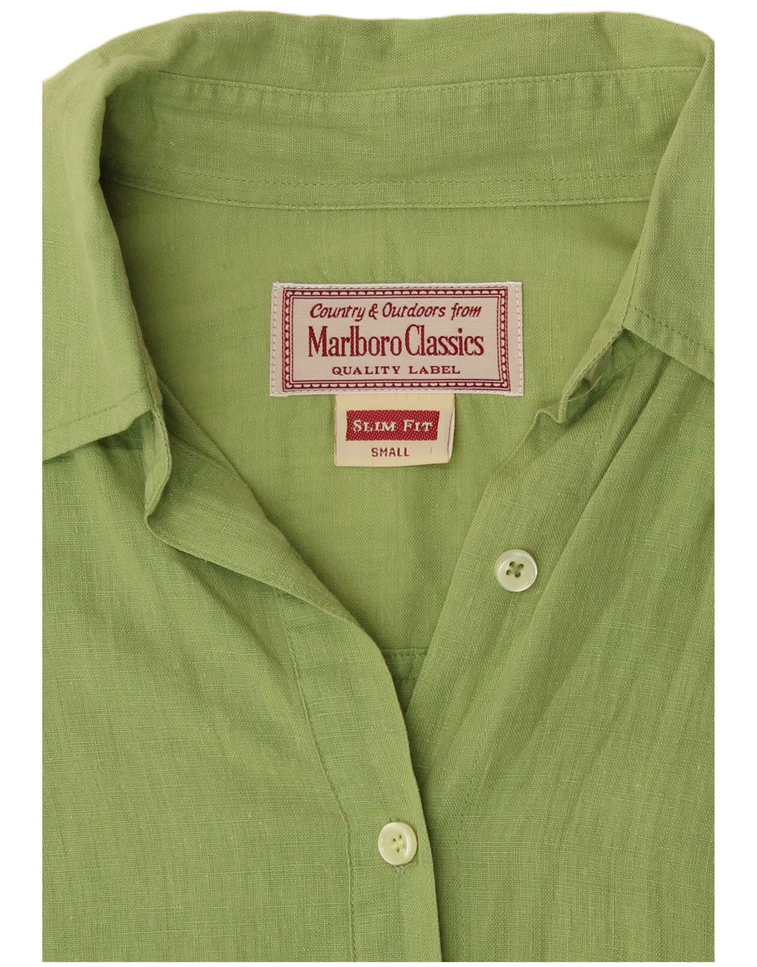 Marlboro Classics Dame Slim Fit Shirt UK 10 Small Green Linen