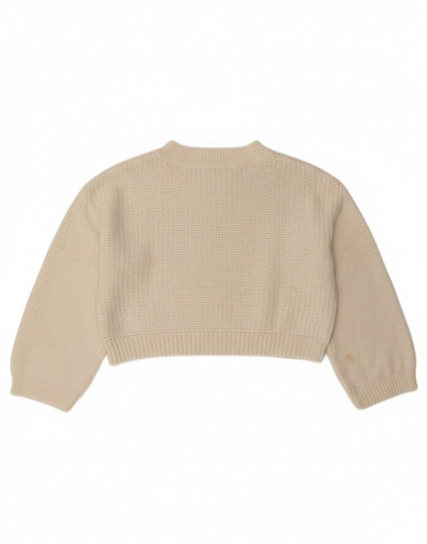 Zara Womens Crop Loose Fit Crew Neck Jumper Sweater UK 16 Large Off White