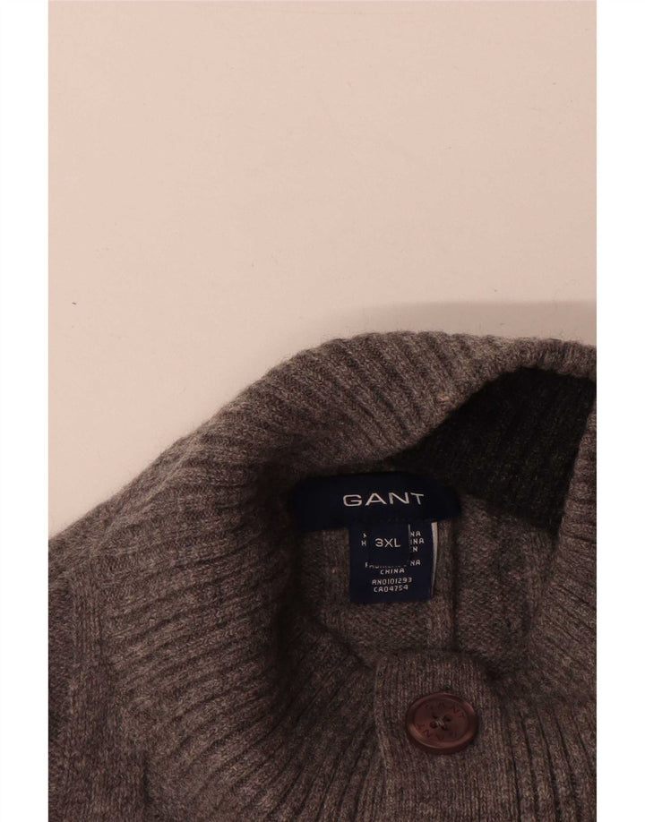 Gant Herre Button Neck Jumper Sweater 3XL Grå lammeuld