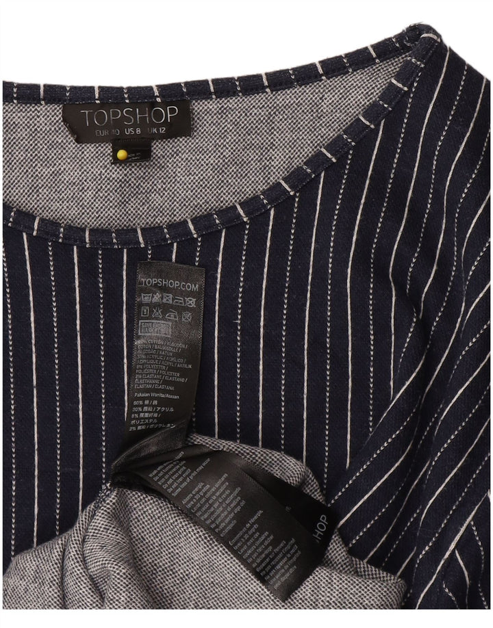 Topshop Dame Shift Dress UK 12 Mellem marineblå stribet bomuld