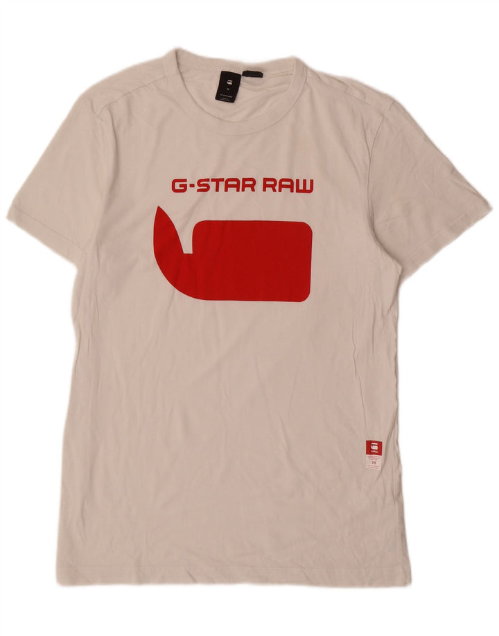 G-Star Herre Grafisk T-Shirt Top Medium Hvid Bomuld