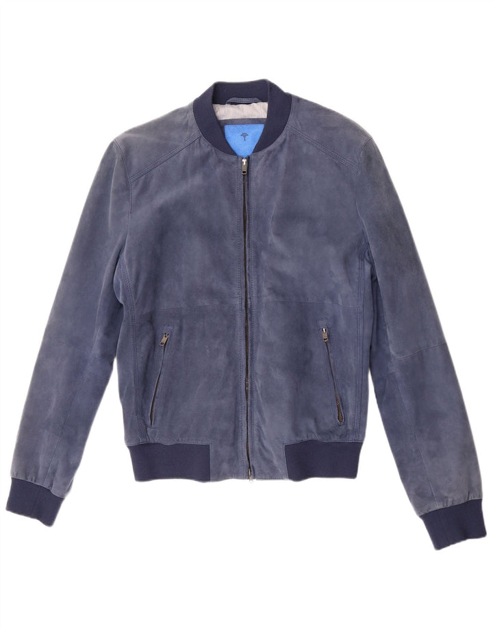 Joop Herre Ruskind Bomber Jacket IT 48 Medium Blue Colourblock Læder