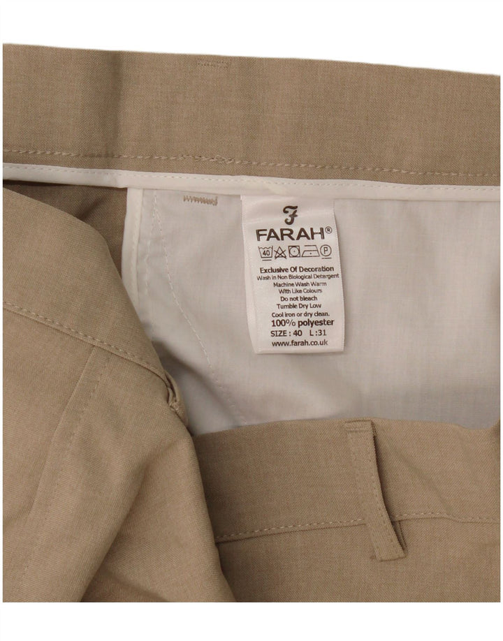 Farah Straight Casual Bukser til mænd W40 L31 Beige Polyester
