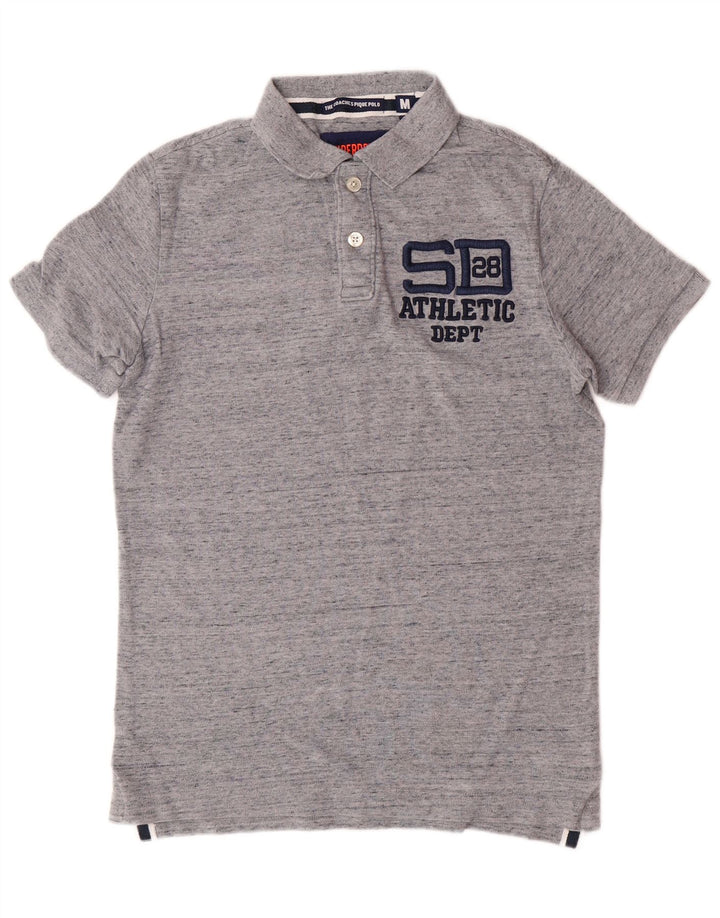 SUPERDRY Mens Polo Shirt Medium Grey Flecked Cotton