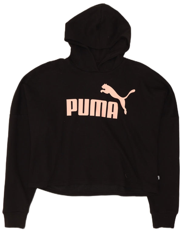 PUMA Piger Oversized Crop Grafisk Hoodie Jumper 15-16 år Sort Bomuld