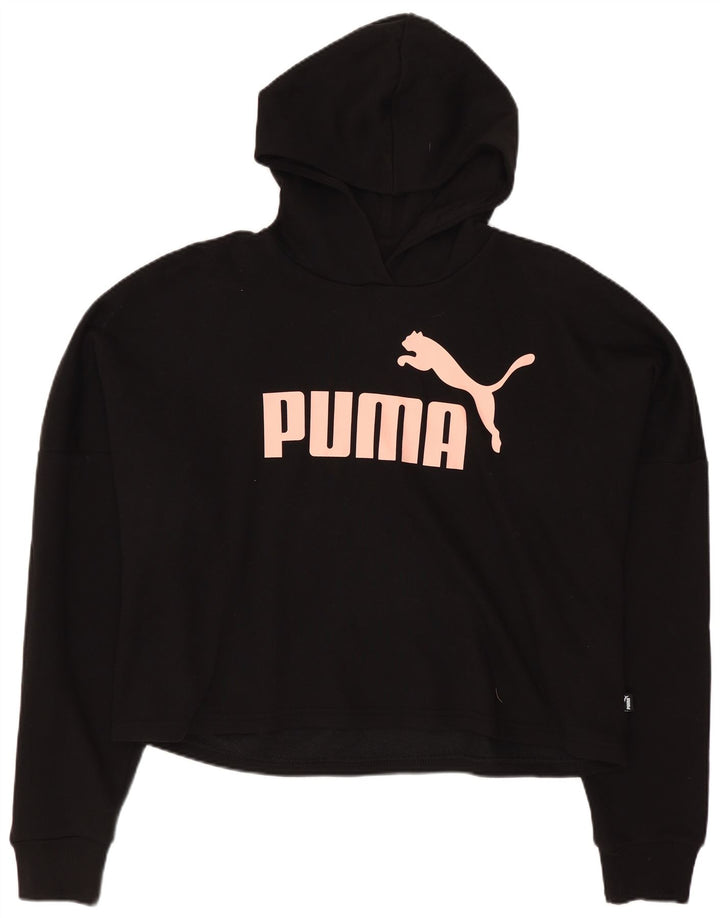 PUMA Piger Oversized Crop Grafisk Hoodie Jumper 15-16 år Sort Bomuld
