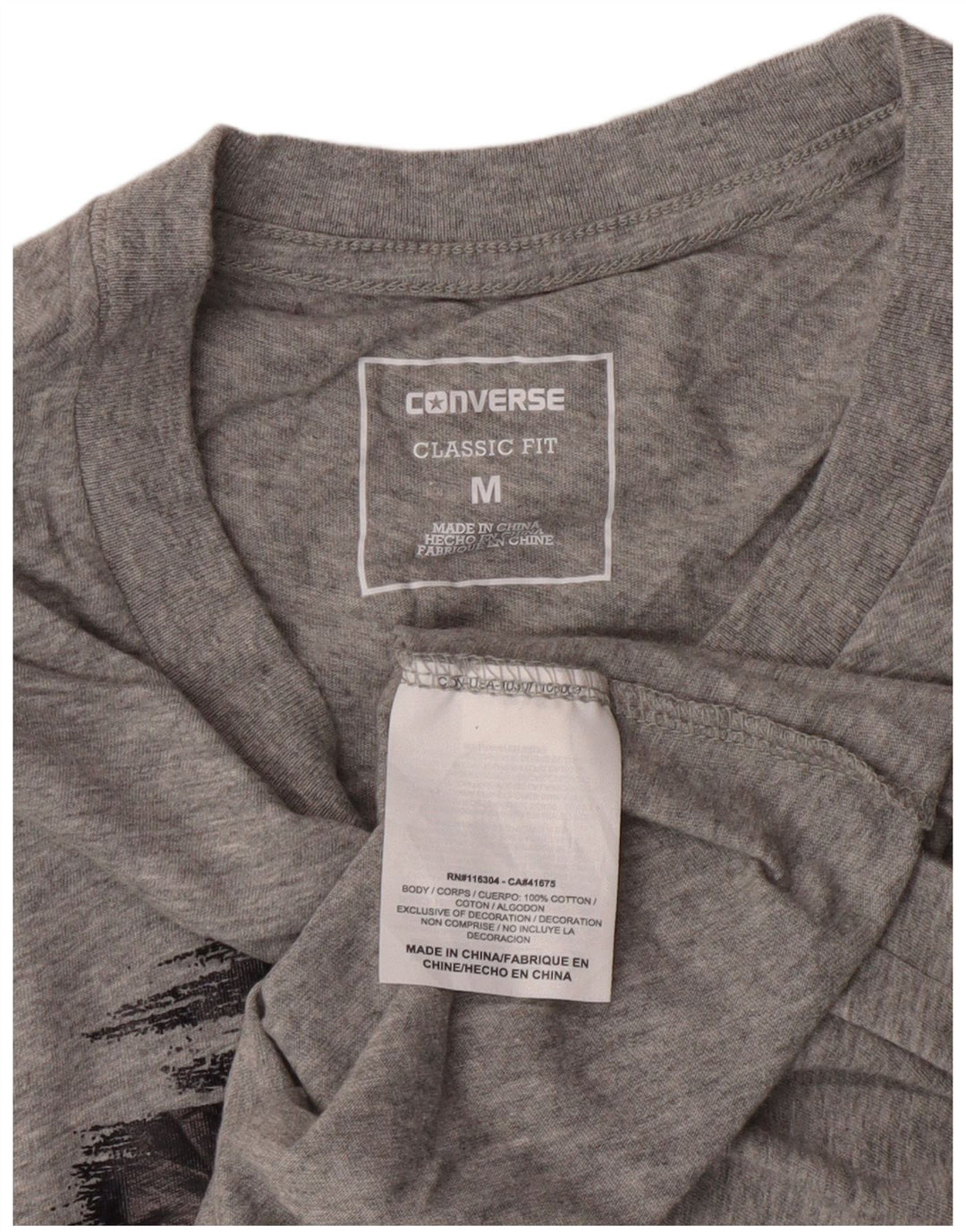 Converse Grafisk T-shirt top til kvinder UK 12 Mellemgrå bomuld