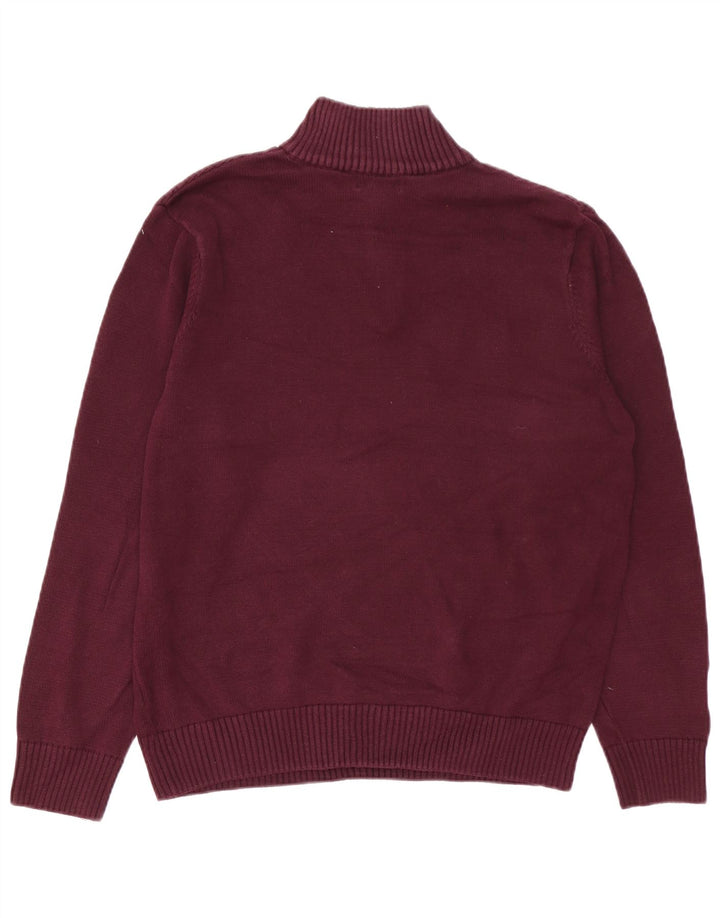 DOCKERS Herre Zip Neck Jumper Sweater Large Burgundy