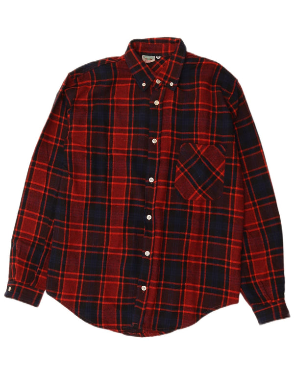 Vintage flannelskjorte til mænd Medium rød ternet bomuld