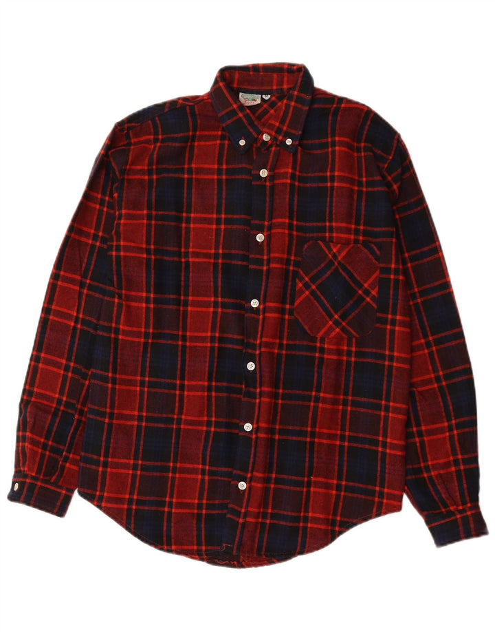 Vintage flannelskjorte til mænd Medium rød ternet bomuld