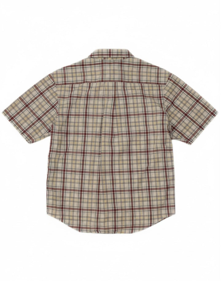 TOMMY HILFIGER Boys Short Sleeve Shirt 6-7 Years Small Grey Check Cotton