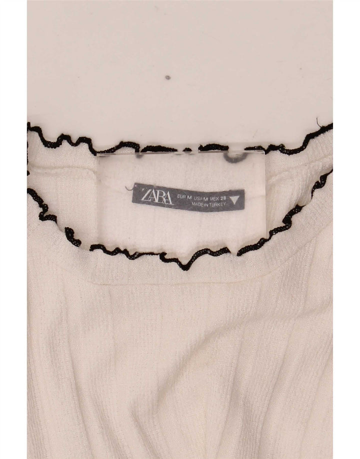 Zara T-Shirt Top UK 12 Medium Hvid