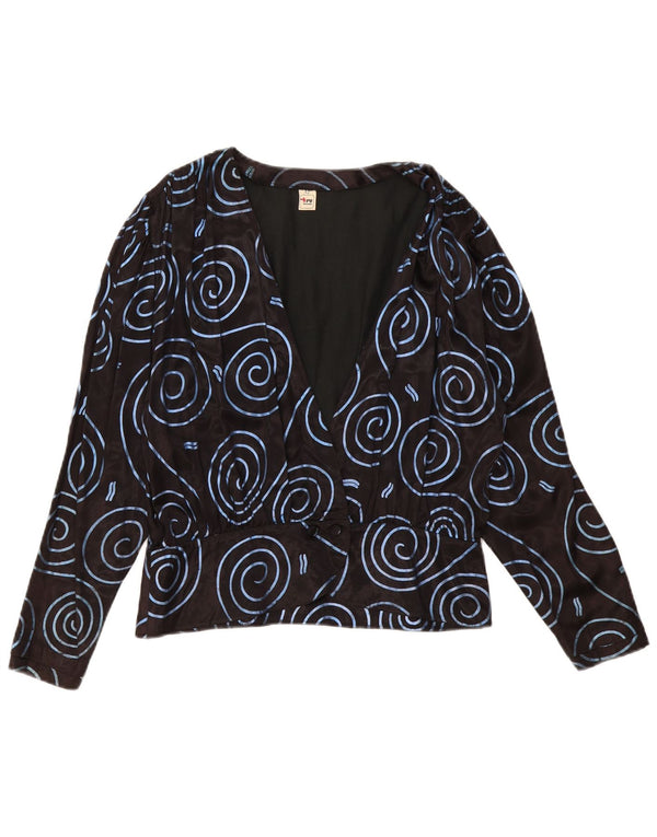 TRU Womens Abstract Pattern Shirt Blouse IT 42 Medium Black